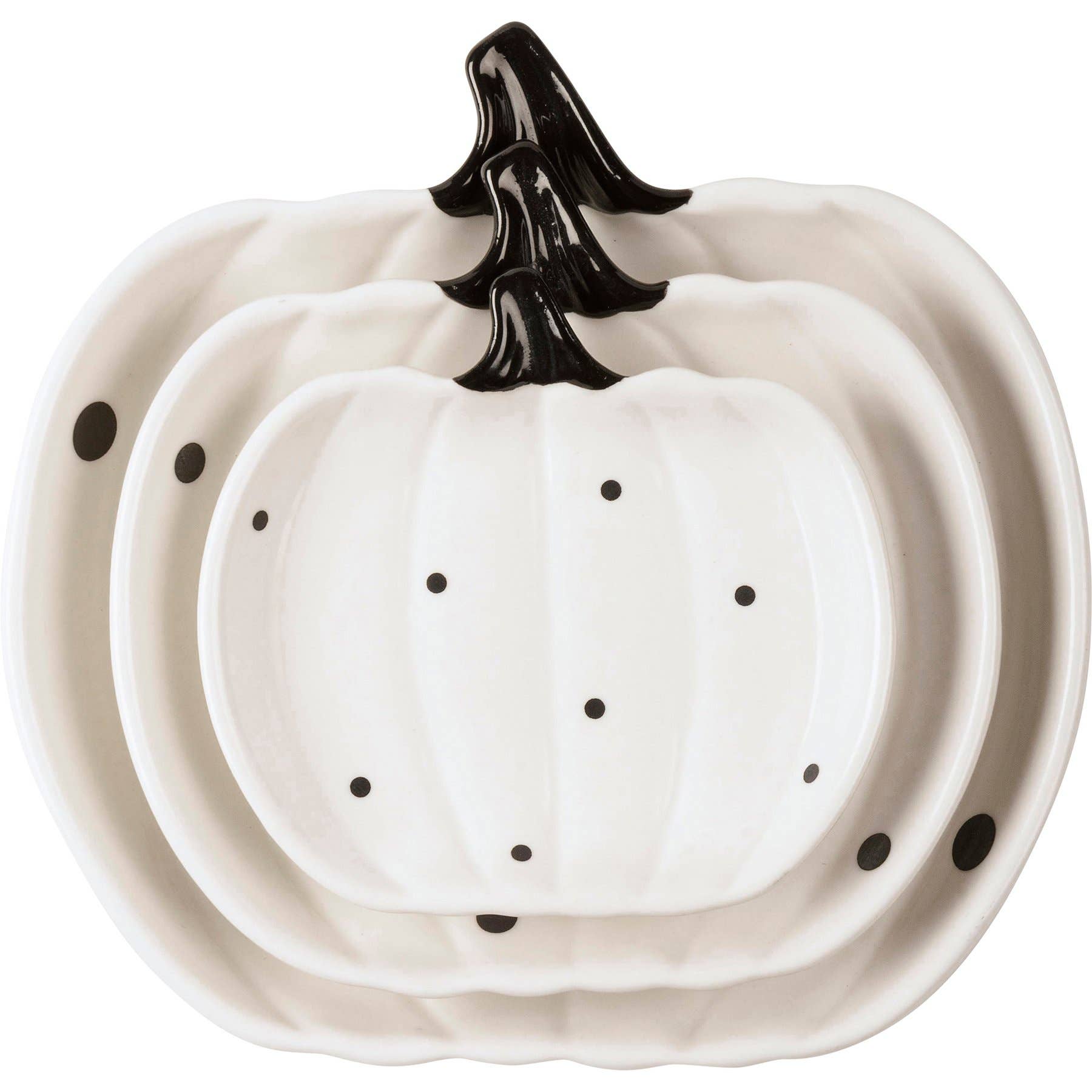 Black & White Dot Pumpkins Plates