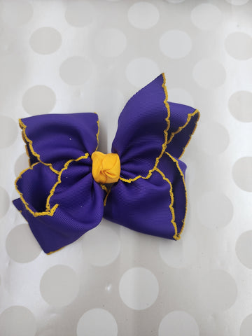 Purple/Yellow Crochet Edge 5.5"