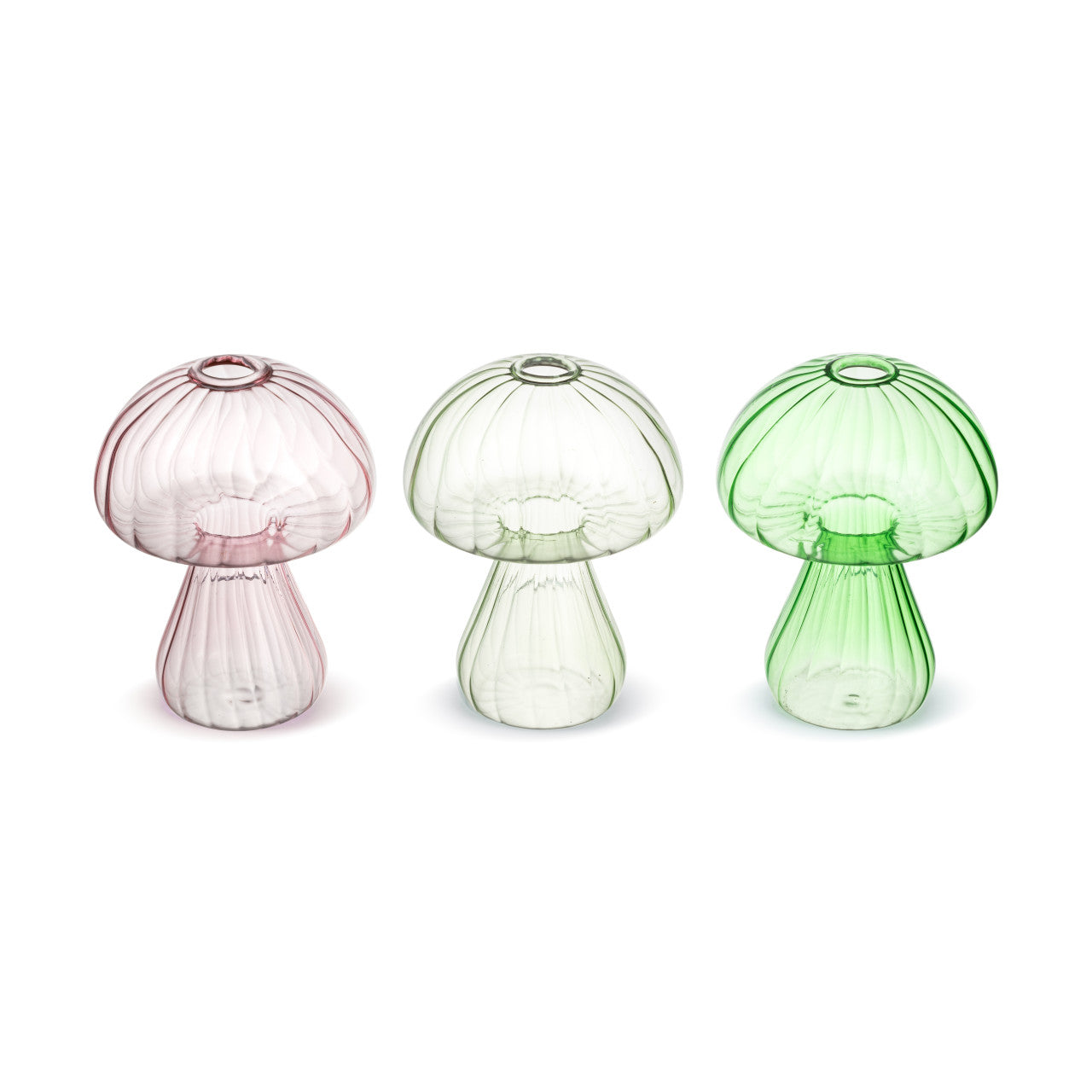 Green Glass Mushroom Single Hole Arranging Vases