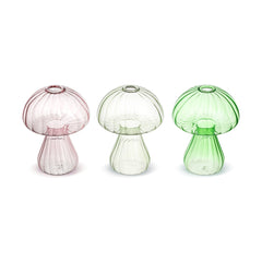Green Glass Mushroom Single Hole Arranging Vases