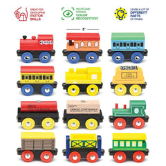 Wooden Train Set 12 PCS - Magnetic Engines & Toys