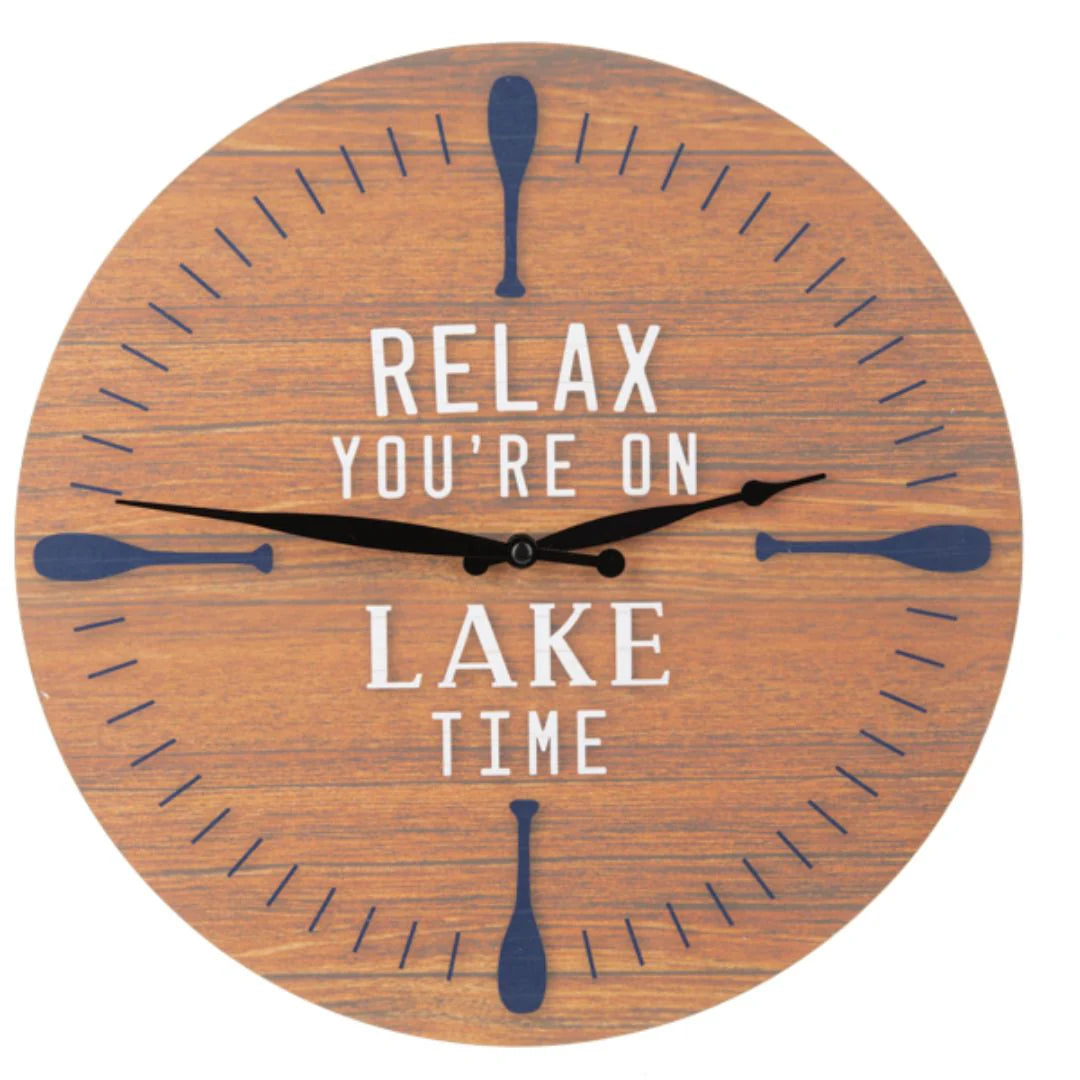 Relax Your On Lake Time Wall Clock with Paddle Accents