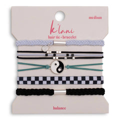 "Balance" Black & White Yin Yang Hair Tie Bracelets: Large
