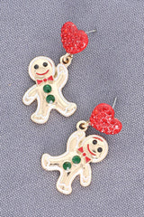 Sophia Collection - 2-Tier Heart Post Gingerbread Man Earrings