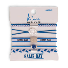 "Game Day" Blue/White Hair Tie Bracelet: Large