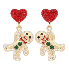 Sophia Collection - 2-Tier Heart Post Gingerbread Man Earrings