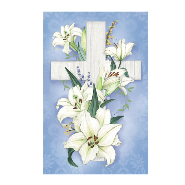 Cross Of Lilies Applique Garden Flag
