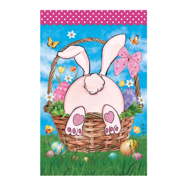 Basket Bunny Applique Garden Flag
