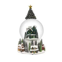9.5" Resin House Scene Water Globe with Tree on Top