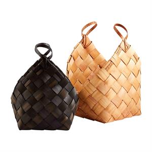 Black/Natural Woven Wood Basket