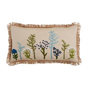 Lumbar Floral Embroidery Pillow