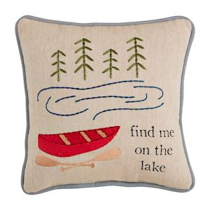 Find Me Lake Mini Embroidered Pillow