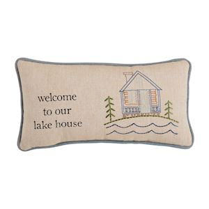 Welcome Lake Mini Embroidered Pillow