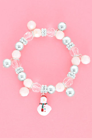 Sophia Collection - Crystal Beaded Snowman Charm Bracelet
