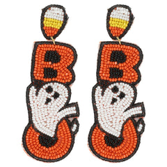 Sophia Collection - Halloween Candy Corn Ghost Bead Post Earrings : Purple