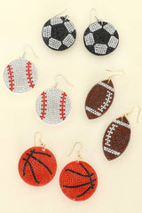 Sophia Collection - Game Day Rhinestone Suede Backed Drop Earrings: Soccer