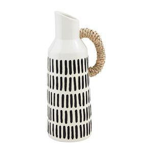 Large Black Patterned Bud Vase