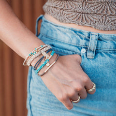 "Stride" Turquoise with Gold Cowboy Boot Hair Tie Bracelets: Large