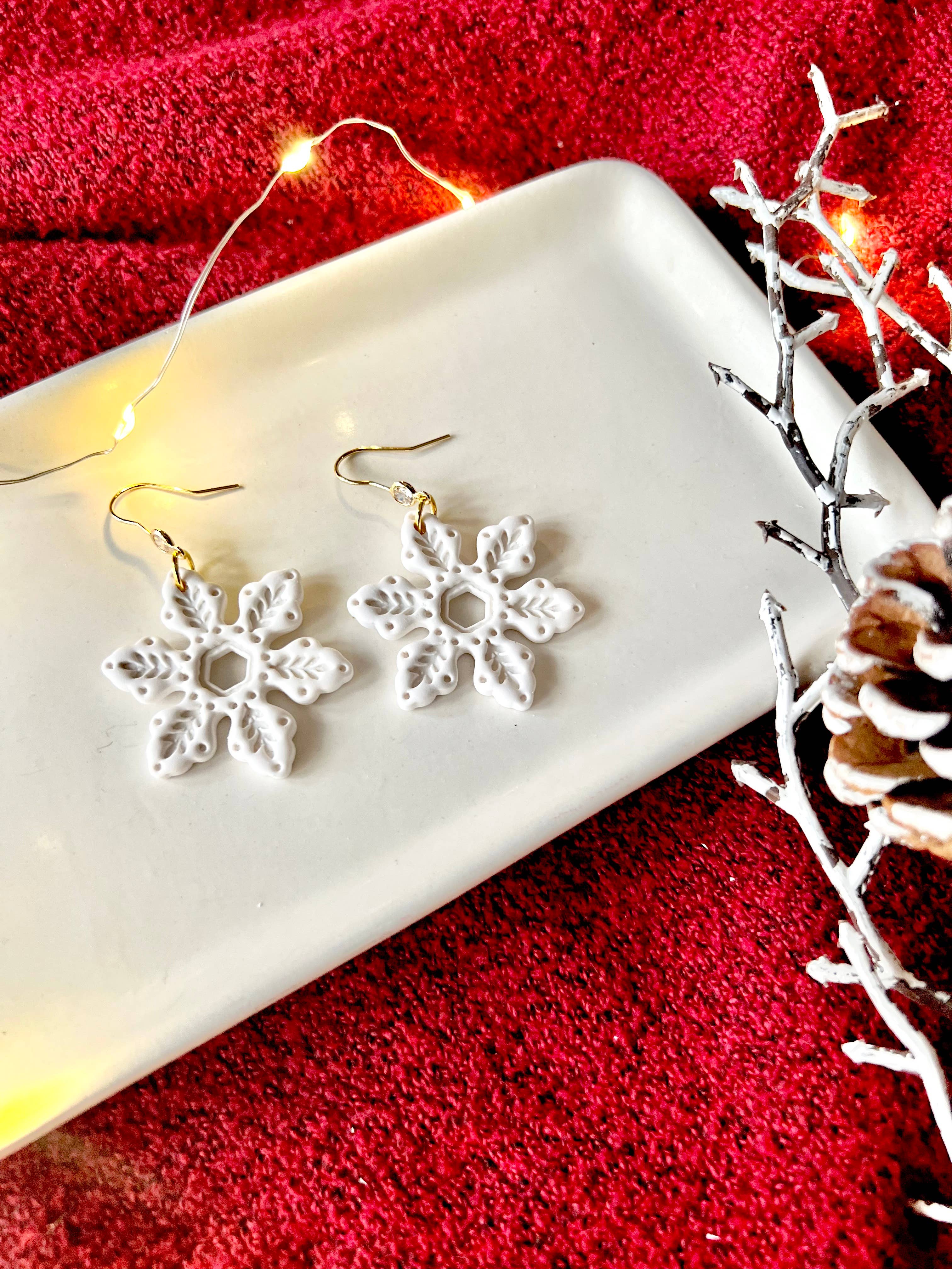 Snowflake Clay Earrings