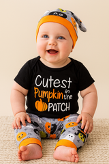 Black Cutest Pumpkin Halloween 3-Piece Baby Outfit Set
