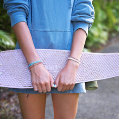 "Live" Teal and Coral with Gold Accent Hair Tie Bracelets: Medium