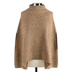 Taupe Turtleneck Pullover Cape