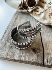 Western Stone Hoop Rhinestone Earrings 