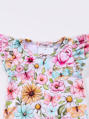 Clover Cottage - Pink Butterfly Floral Baby Romper