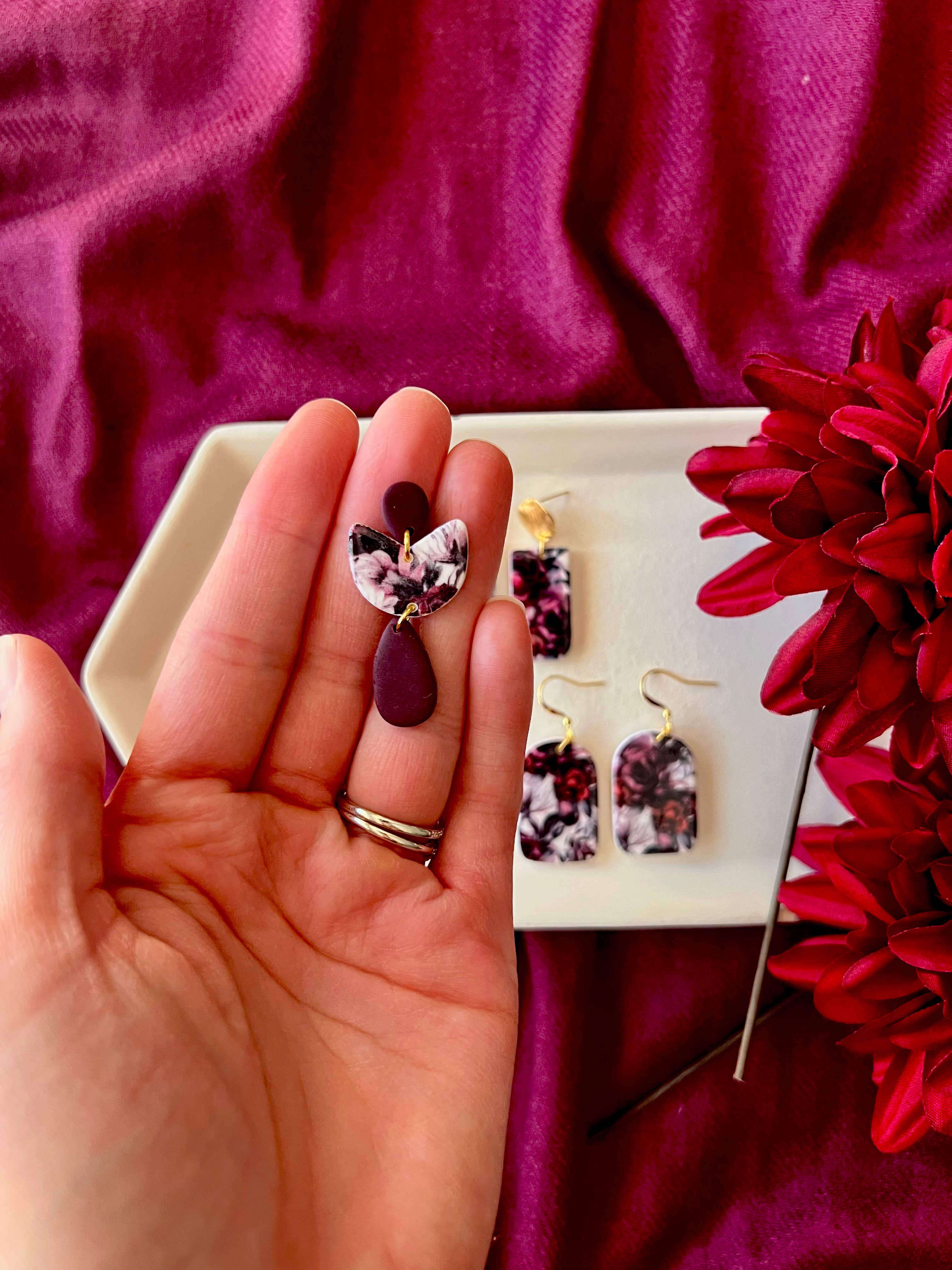 Dark Floral Earrings