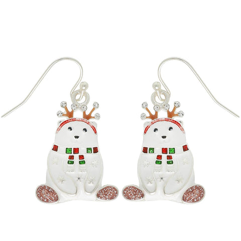 Sophia Collection - Christmas Rhinestone Polar Bear Epoxy Earrings