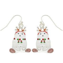 Sophia Collection - Christmas Rhinestone Polar Bear Epoxy Earrings