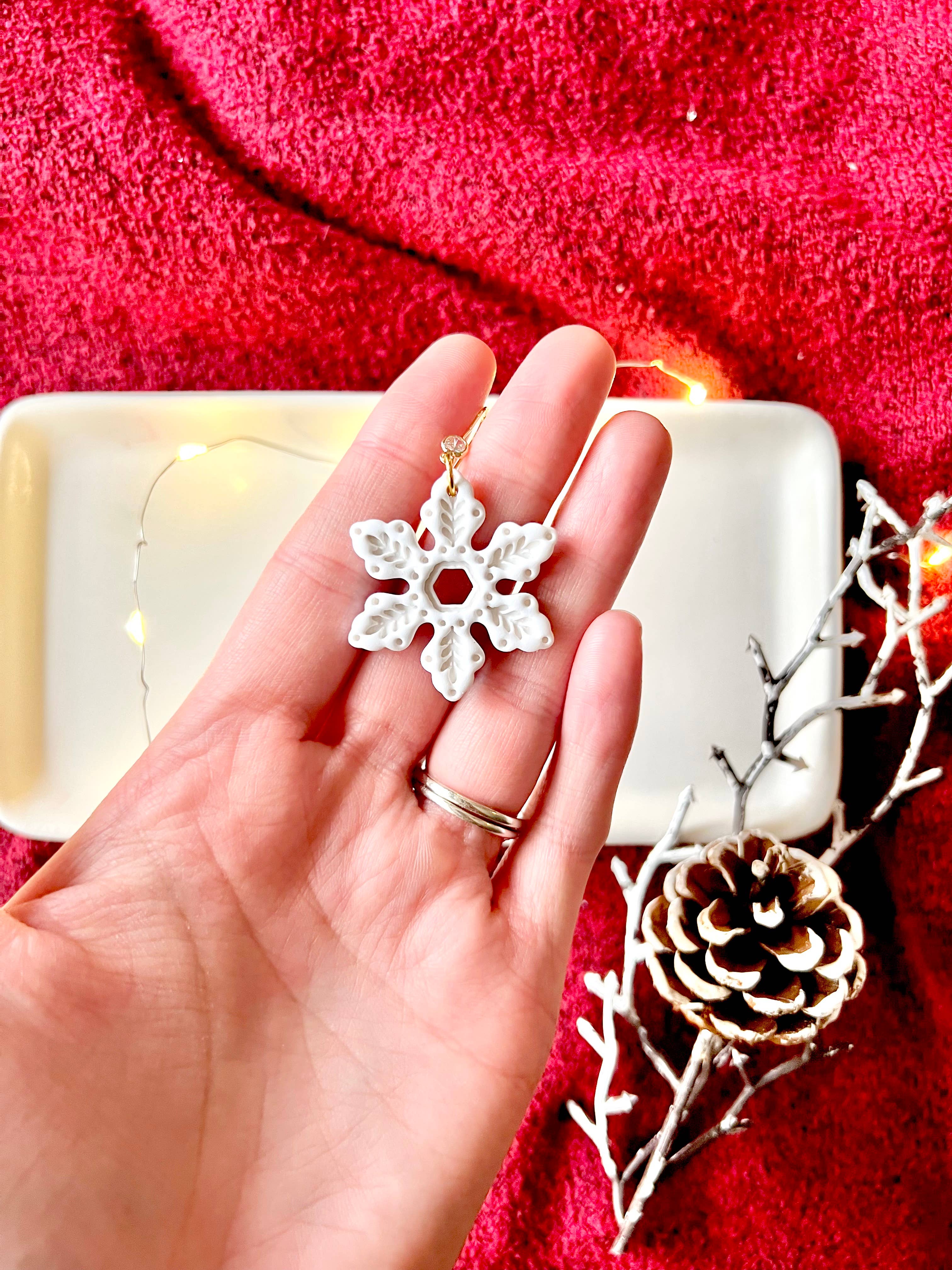 Snowflake Clay Earrings