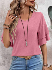 Ruffle Sleeve Loose Short-Sleeved Shirt