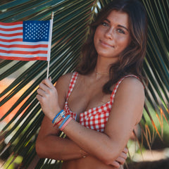 "Free" Patriotic Red, White and Blue Hair Tie Bracelet: Medium