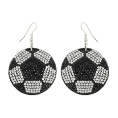 Sophia Collection - Game Day Rhinestone Suede Backed Drop Earrings: Baseball