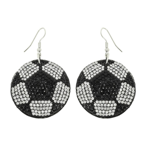 Sophia Collection - Game Day Rhinestone Suede Backed Drop Earrings: Soccer