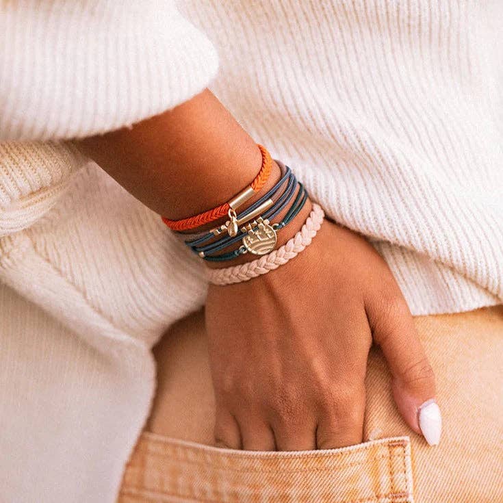"Discover" Gold Pine Tree Charm Hair Tie Bracelets: Medium