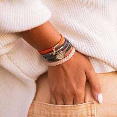 "Discover" Gold Pine Tree Charm Hair Tie Bracelets: Large