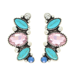Sophia Collection - Western Turquoise Gemstone Climber Earrings: Multi-Colored