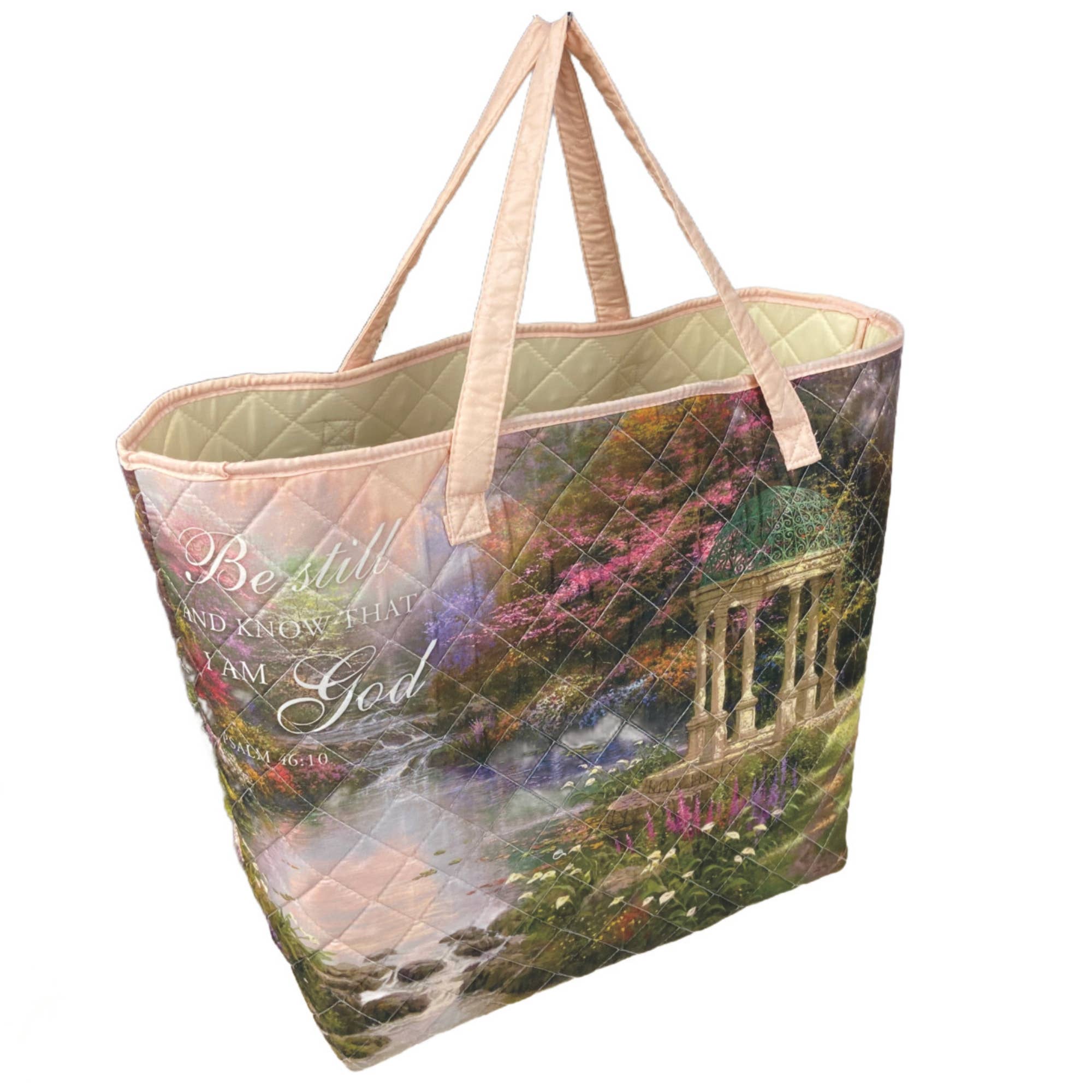 "Be Still - Psalm 46:10" Designer Quilted Tote Bag
