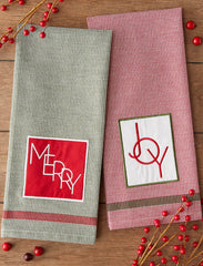 Holiday Greetings Embellished Dishtowels