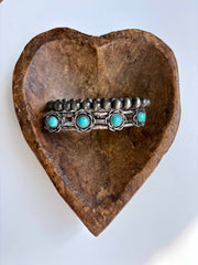 2 Layer Western Navajo & Stone Stretch Bracelet: Turquoise
