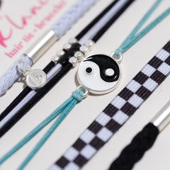 "Balance" Black & White Yin Yang Hair Tie Bracelets: Large