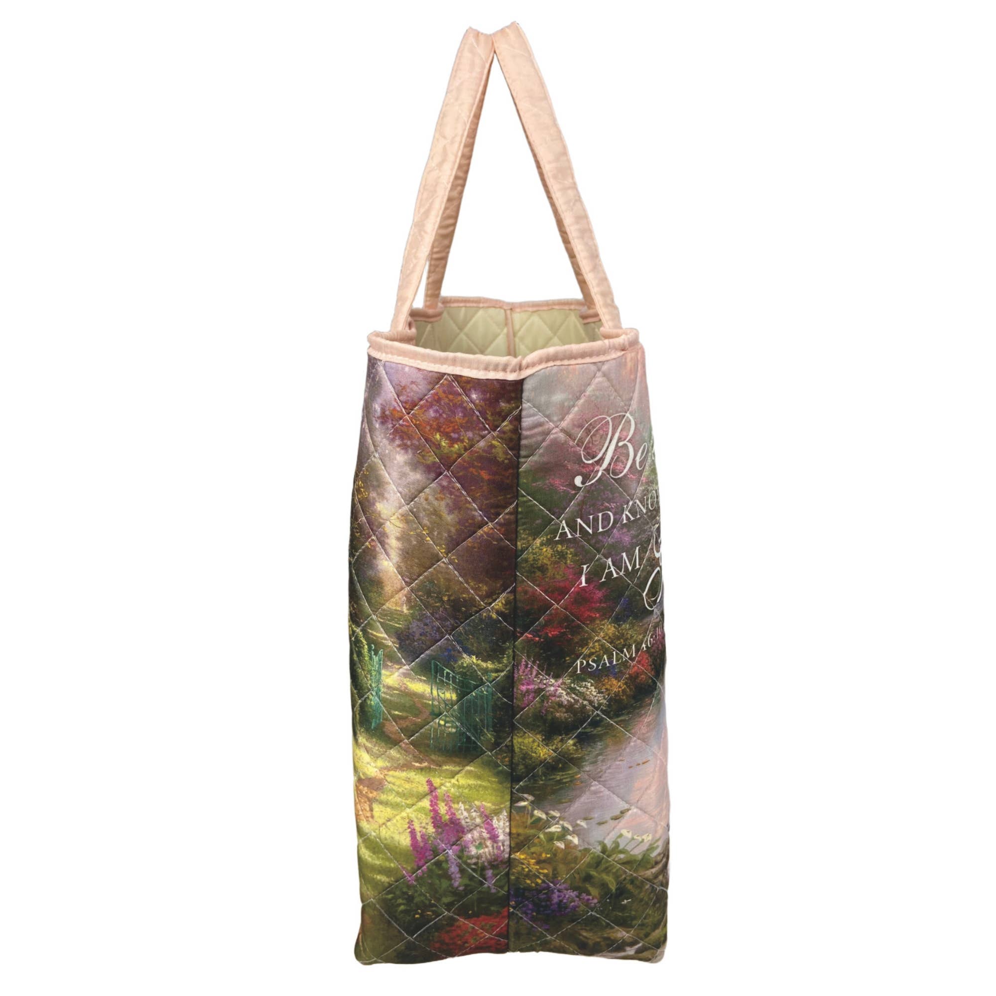 "Be Still - Psalm 46:10" Designer Quilted Tote Bag