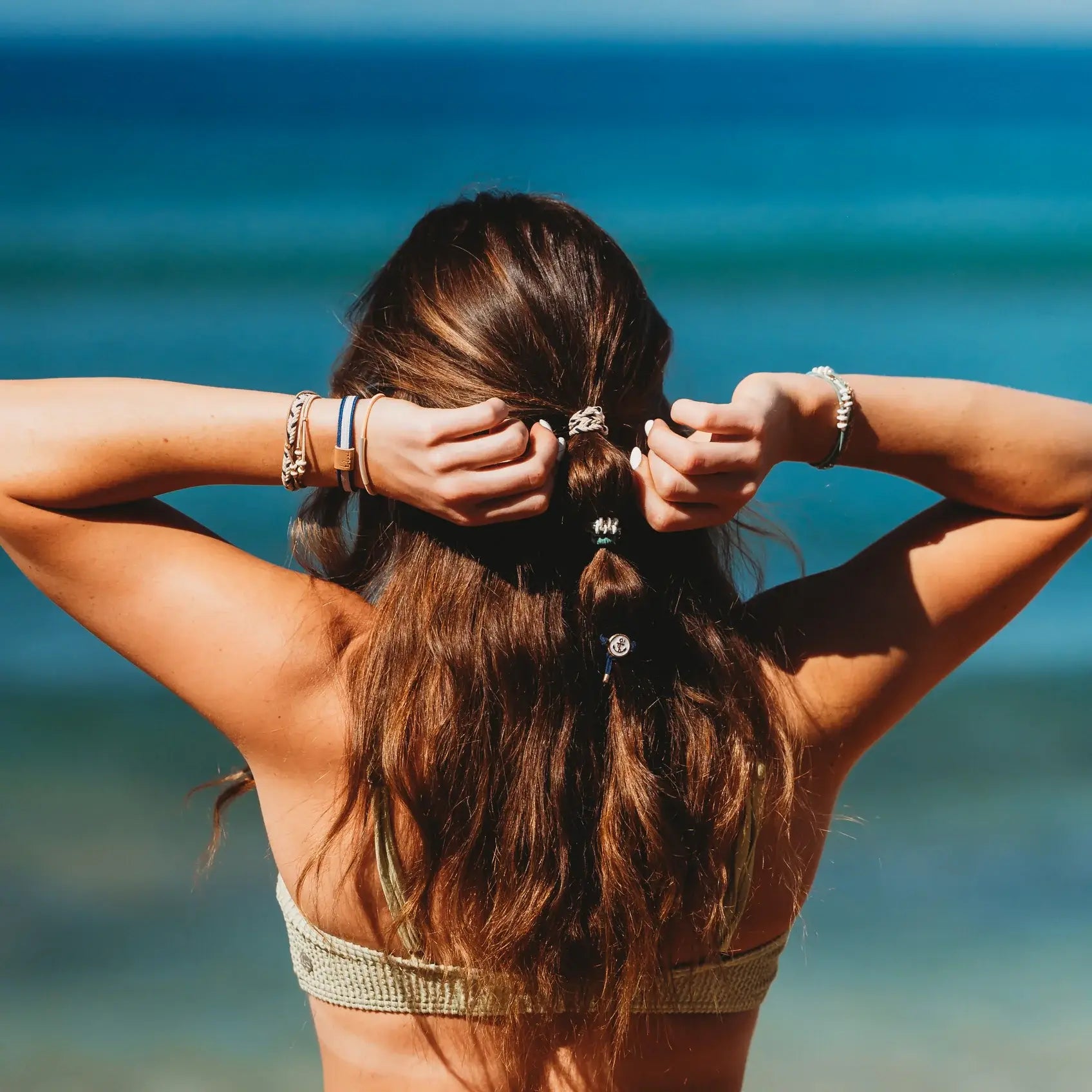 "Anchor" White & Gold Nautical Charm Hair Tie Bracelets: Large