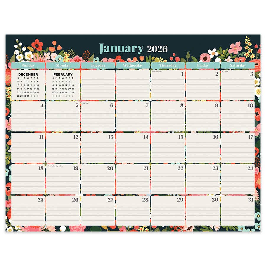 Bountiful Blooms Large Desk Pad Monthly Calendar
