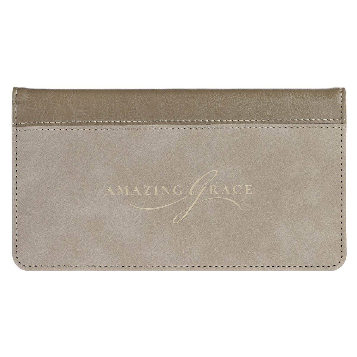 Checkbook Wallet Taupe Amazing Grace Isa. 53:5