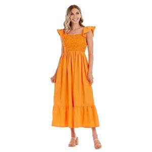 Orange Keya Smocked Maxi Dress