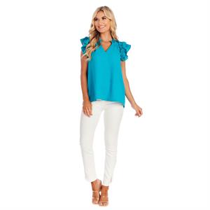 Teal Dahlia Ruffle Top