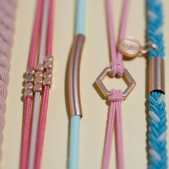 "Live" Teal and Coral with Gold Accent Hair Tie Bracelets: Large